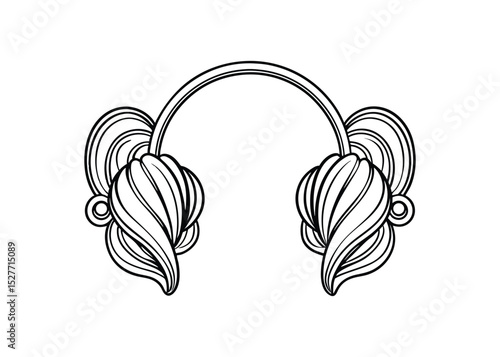 Silhouette of ear cuffs isolated on a white background