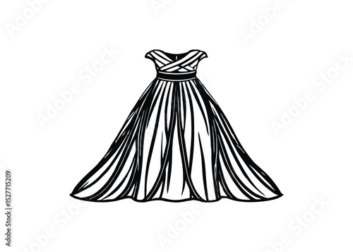 Silhouette of empire waist gown isolated on a white background