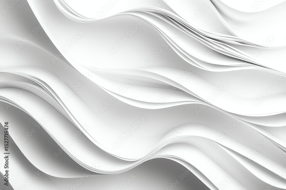 Fototapeta premium Abstract White Paper Fold Layers Textured Wave Pattern Background