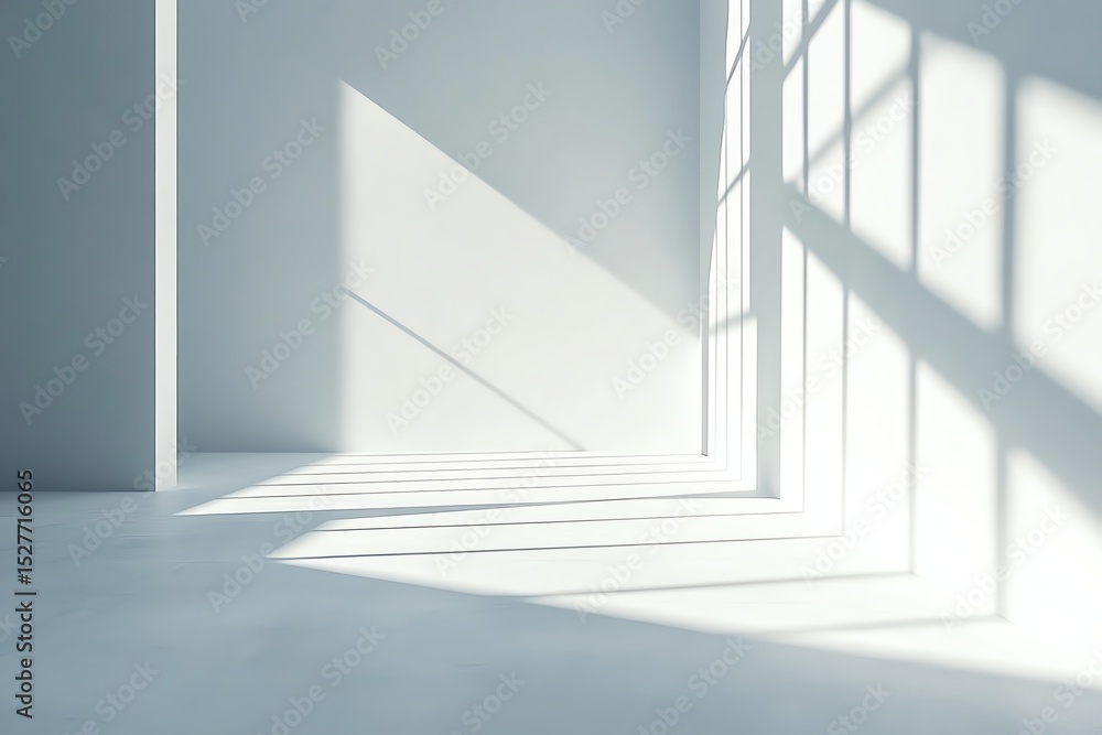 Obraz premium Abstract White Room with Sunlight and Dramatic Shadows