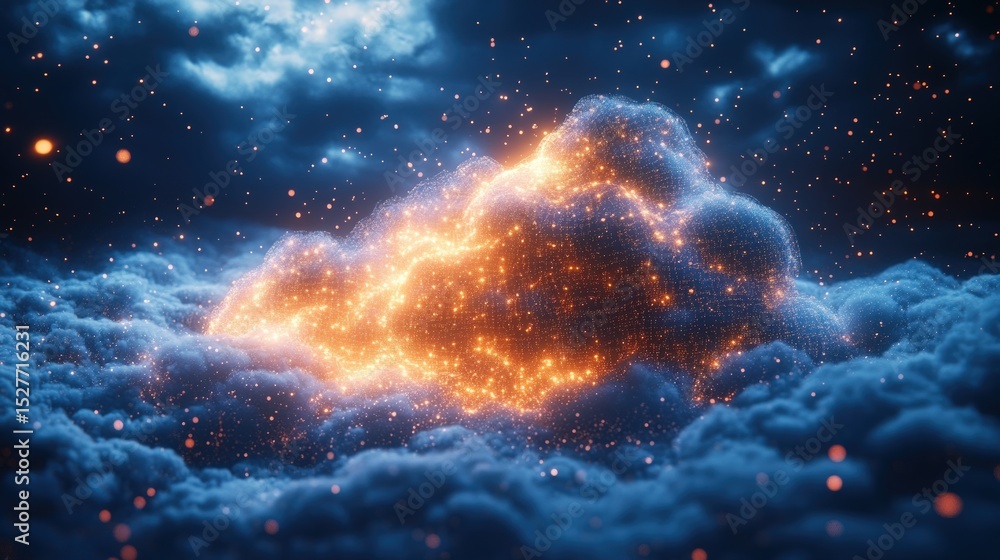 Fototapeta premium Fiery cloud formation in a stormy sky