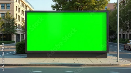 Green Screen Billboard Mockup in Urban Setting