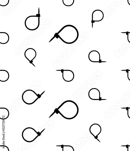 Cable Tie Icon Seamless Pattern, Hose Tie, Zip Tie Icon