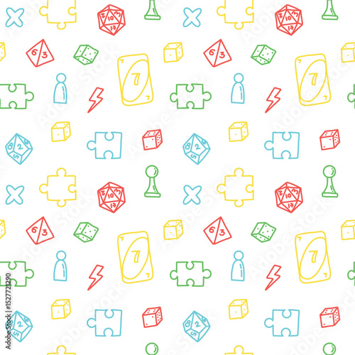 vector seamless pattern with board game elements