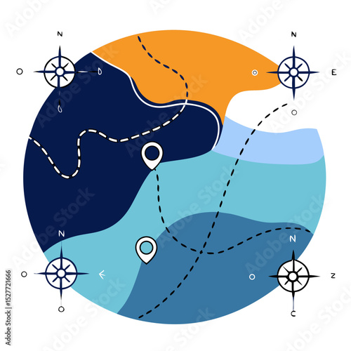 Ocean route map for international logistics concept