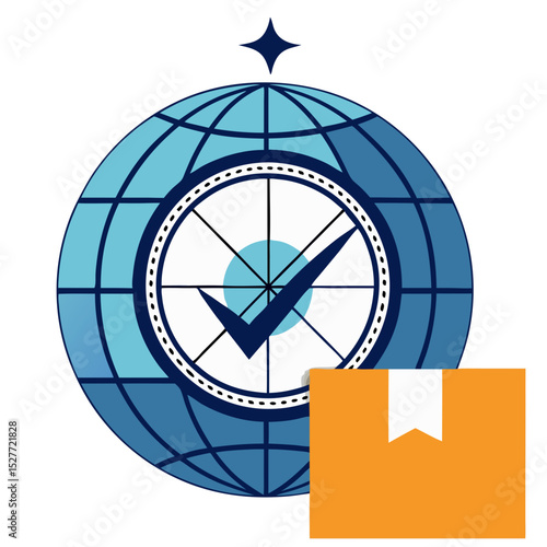 Export approval icon for international logistics concept