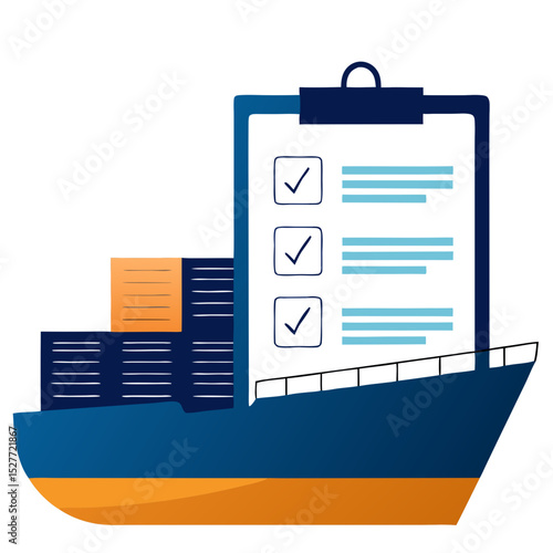 Freight manifest icon on a ship for international logistics concept