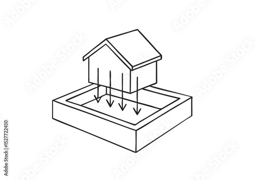 住まいの安心のアイコンイラスト（地震・火災・雷・水害）
