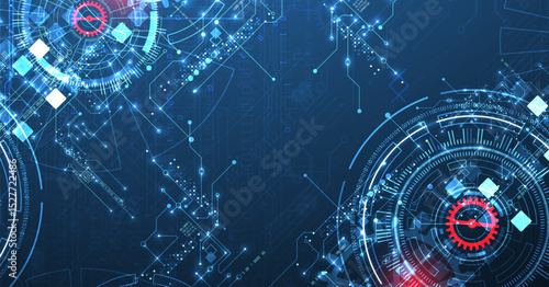 Abstract background. Scientific and technological concept with the use of technical elements formed in the shape of a circle. Vector