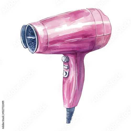 Hair Dryer, watercolor vector, high quality, isolated on a white background.