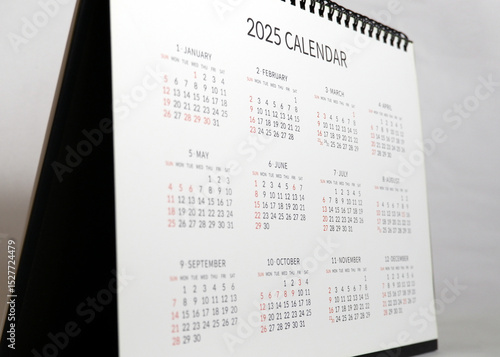 2025 calendar, 2025 desk calendar on white background, 12 month desk calendar, new plan for 2025