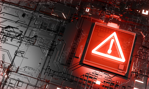 cyber alert a futuristic digital depiction of a glowing hazard symbol 