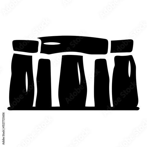 Iconic silhouette of Stonehenge, ancient stone monument illustration  