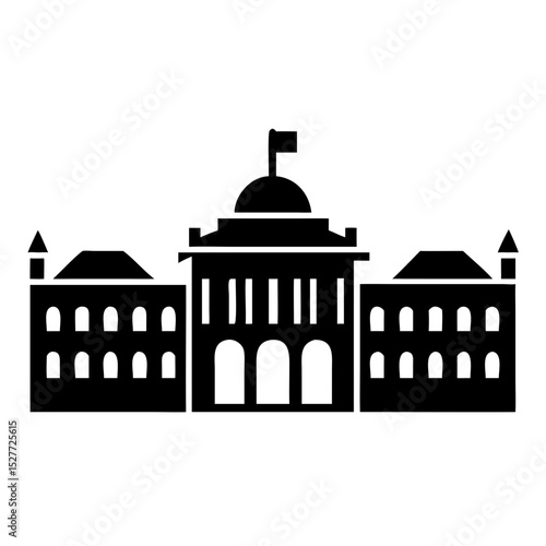 Graphic Illustration of Versailles Palace in Silhouette Style for Educational Materials, Blogs, Websites, History Articles, and Cultural Awareness Campaigns  