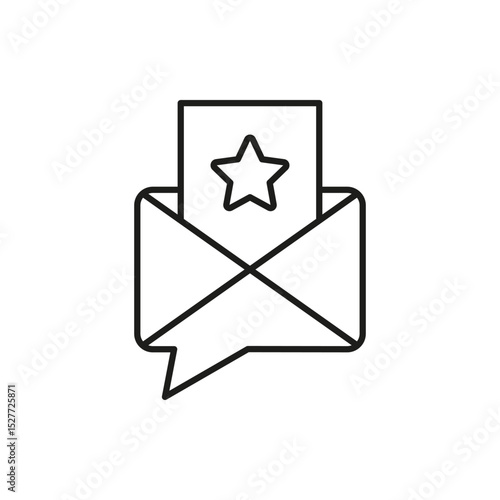 Envelope With Star Icon. Special Announcement, Vip Invitation, And Exclusive Offer Outline Symbol. Communication And Marketing Concept. Editable Stroke. Isolated Vector Illustration
