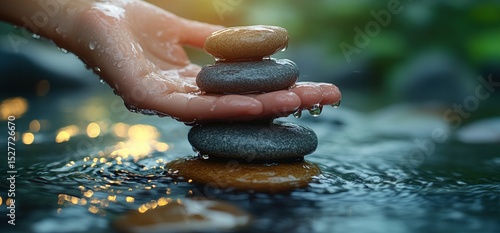 Balancing stones in water
