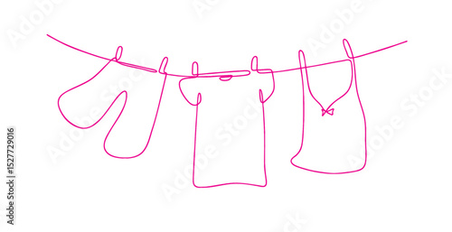Laundry hanging on string line art