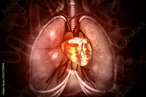 Tableau sur toile Human respiratory system anatomy. 3d illustration