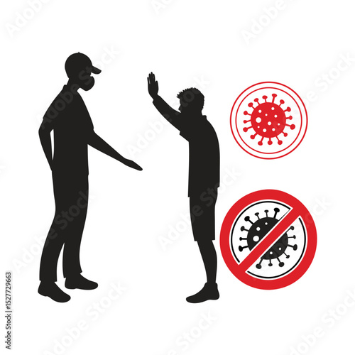 Man and woman silhouettes shaking hands in a business meeting, a vector illustration of a loving couple or family