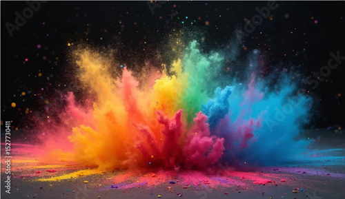 Colorful fireworks burst over the city and water, mirroring a cosmic dance of light across the night sky, a mystical, deep space spectacle