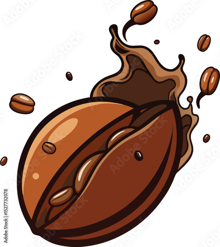 Artistic vector illustration of coffee beans showing the process of making delicious fresh coffee