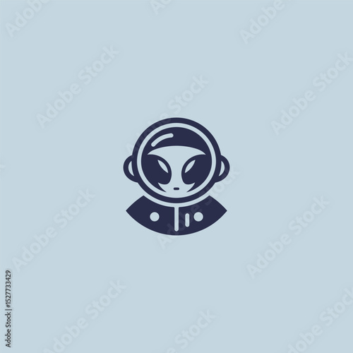 Alien astronaut logo in fun and creative illustration style.