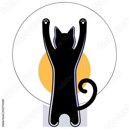 A cat standing on its hind legs as if reaching for something on a white background.