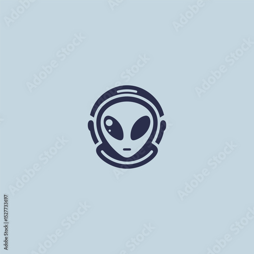 Alien astronaut logo in fun and creative illustration style.