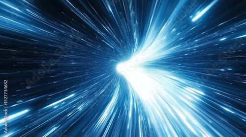  An Abstract Blue Background with Light Speed Effect, Featuring Intertwined White and Silver Lines in a TechnologyThemed Design for a Dynamic and Futuristic Visual Experience
