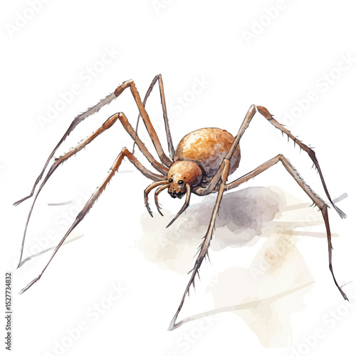 Harvestman, watercolor painting vector, high quality, isolated on a white background.