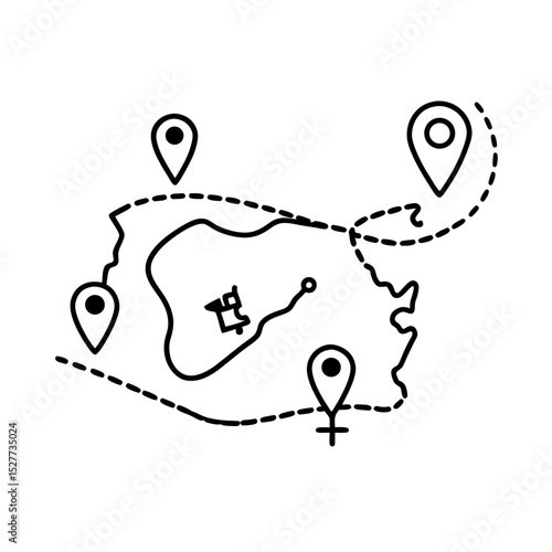 Hand-drawn Travel Route Map Illustration Plan Your Adventure