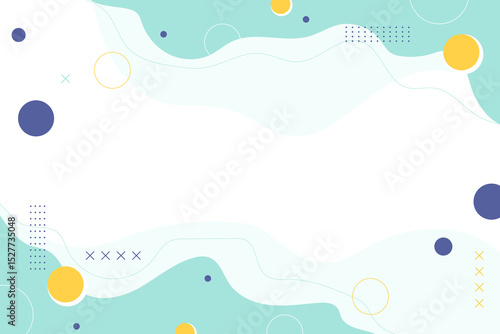 Playful abstract memphis style background with organic shapes and bright blue yellow tones vector