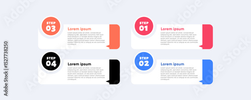 FourStep Process Colorful Guide Infographic Design Template