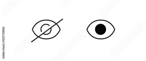 Eyes line icons. View and Eye icon set. See and unsee symbol. Show password. Open, closed, visible invisible concept, hidden password, icon vector symbol logo illustration line editable stroke