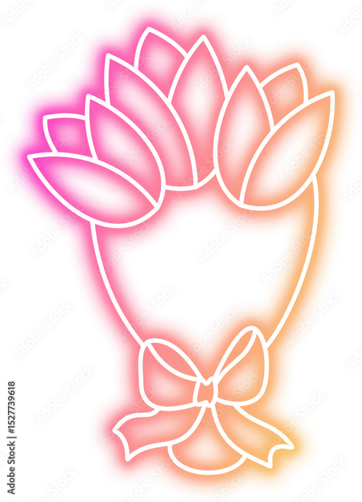 Fototapeta premium Bouquet Flower Neon Sign Icon
