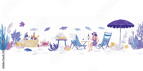 Coastal Seaside Picnic Scene