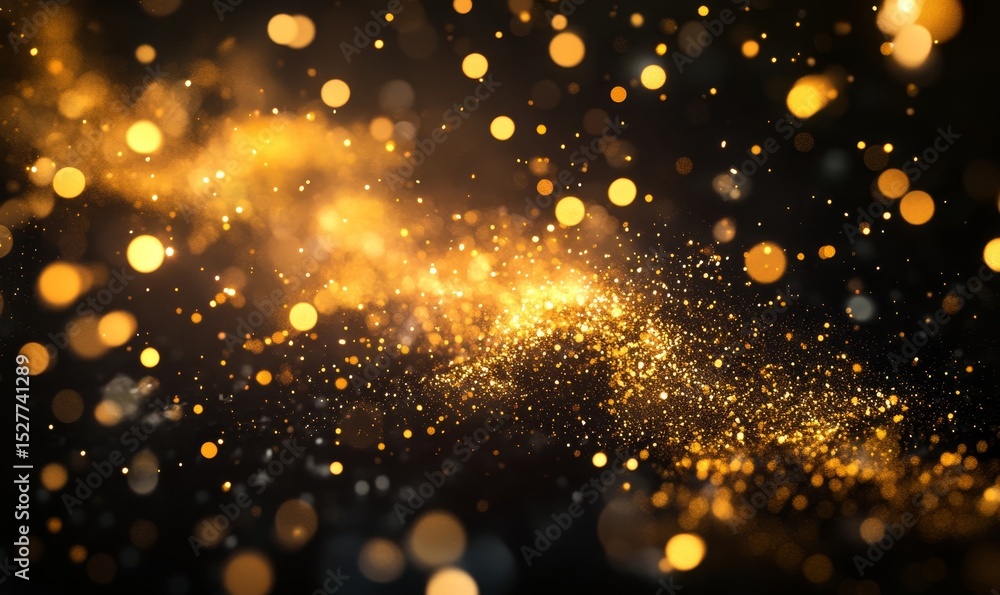 Fototapeta premium Golden fireworks exploding on a black background, with trails of sparkling particles, Generative AI