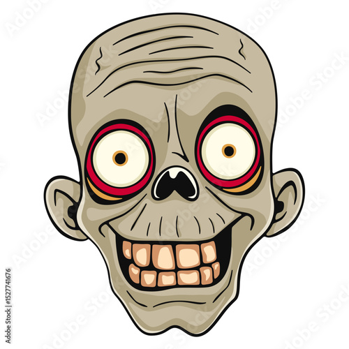 Grinning Zombie With Freaky Eyes Cartoon