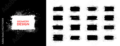 Vector illustration. Background for text. Isolated grunge traces banners set. Black paint. Brush ink stroke. Element for design poster, cover, invitation, gift card, flyer, social media, promotion