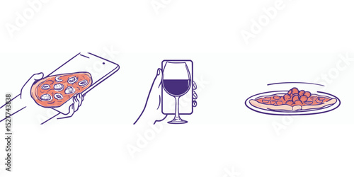 Hand-drawn illustration of food ordering