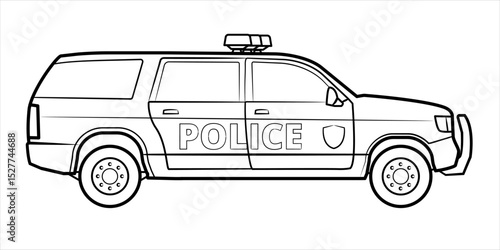 Police SUV side view outline – stock vector illustration