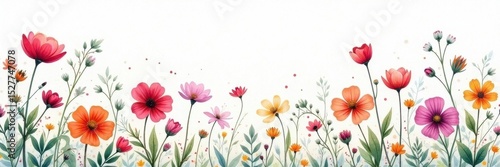 Wallpaper Mural Delicate watercolor style wildflowers, intertwined stems , summer, watercolor Torontodigital.ca