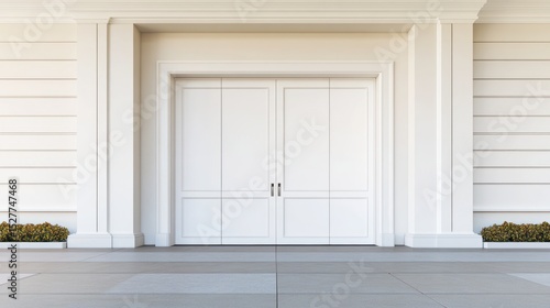 Elegant white double doors  classical facade