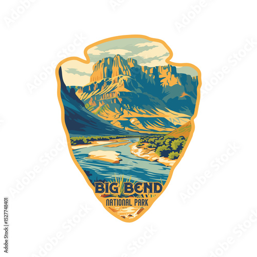 Vintage Big Bend USA National park, Retro National park, United States of America National Park, national park service