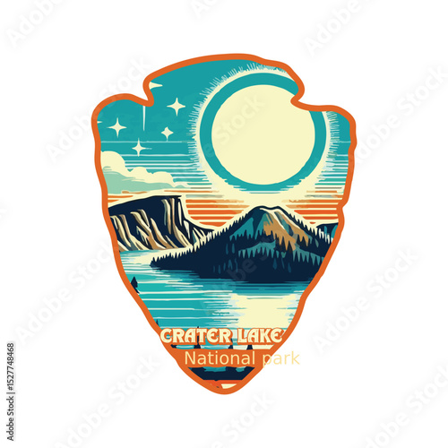Vintage Crater Lake USA National park, Retro National park, United States of America National Park, national park service, Crater Lake national park