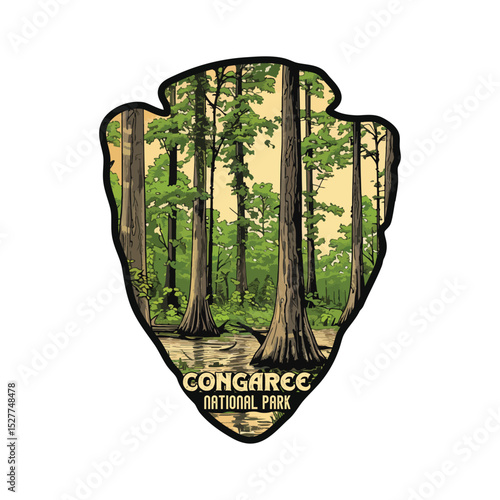 Vintage Congaree USA National park, Retro National park, United States of America National Park, national park service, Congaree national park