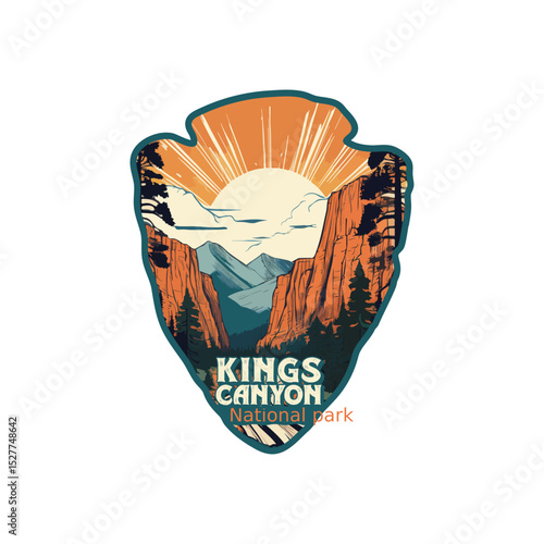 Vintage Kings Canyon National park, Retro National park, United States of America National Park, national park service