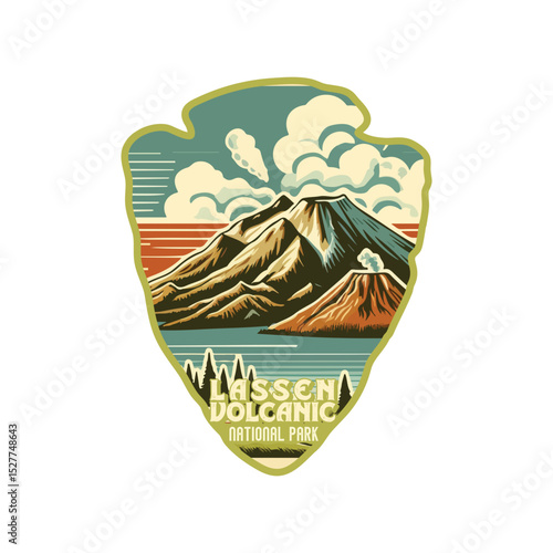 Vintage Lassen volcanic National park, Retro National park, United States of America National Park, national park service
