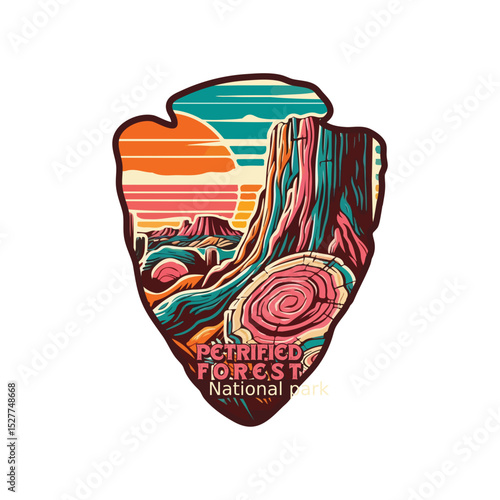 Vintage Petrified forest National park, Retro National park, United States of America National Park, national park service