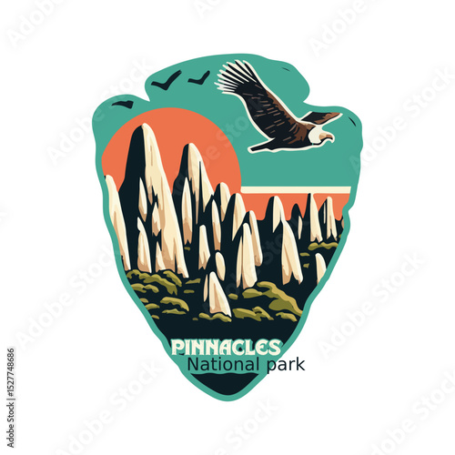 Vintage Pinnacles National park, Retro National park, United States of America National Park, national park service